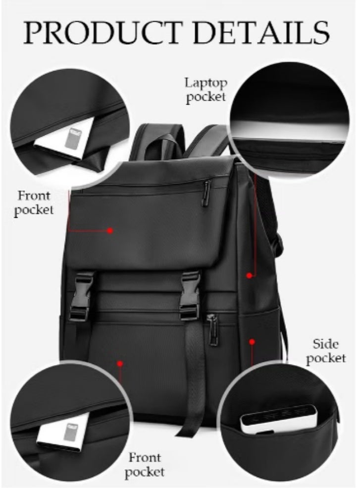 DUNISO Lightweight Black Backpack | Waterproof, Portable, Minimalist & Practical - Image 3