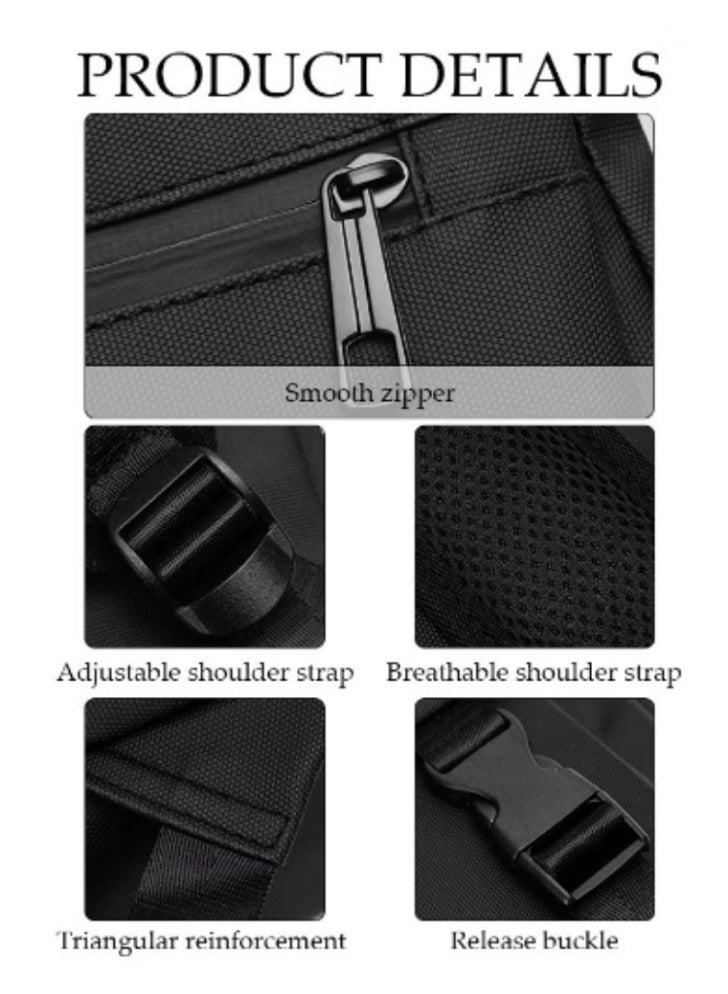 DUNISO Lightweight Black Backpack | Waterproof, Portable, Minimalist & Practical - Image 2