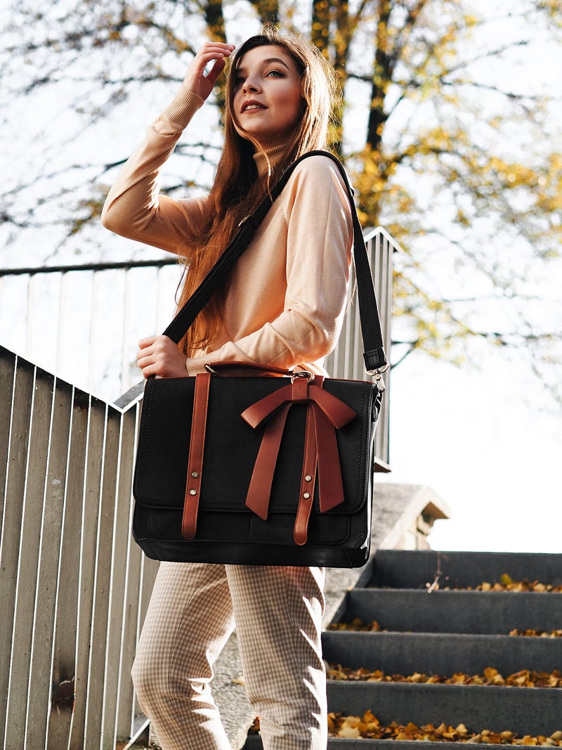 ECOSUSI Women Briefcase PU Leather Laptop Bag College Satchel fit 15.6" Laptop - Image 2
