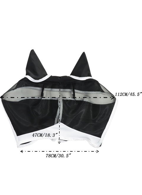 Flexible Mesh Equine Face CoverHook and loop White + Black L Hook and loop White + Black L