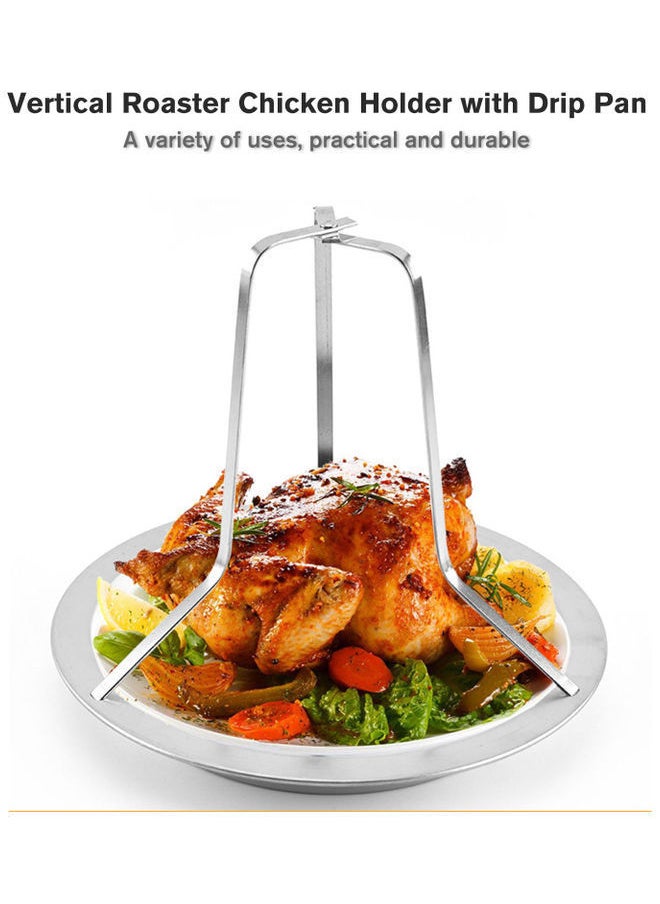 NIBEMINENT Stainless Steel Vertical Roaster Chicken Stand Holder Silver 19.5x16cm  - Image 3