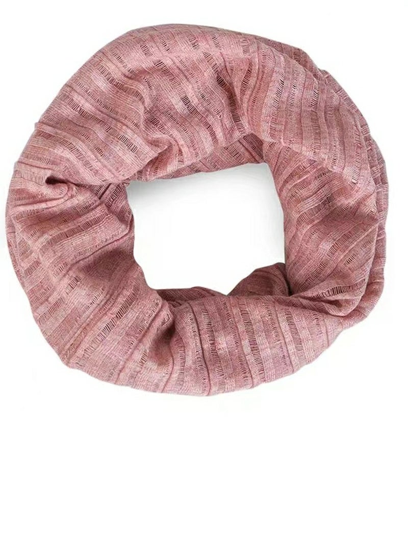 Loquat Infinity Scarf Headwear Cap Solid Color Hollow Out Dual-Use Beanie Hat Pink  - Image 2