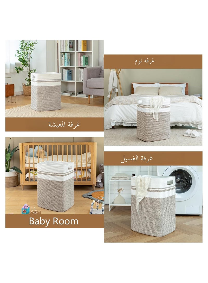 FYLX Laundry Hamper-Laundry Basket,Tall Cotton Storage Basket with Handles,Decorative Blanket Basket for Living room,Collapsible Large Basket for Toys,Pillows,Clothes-16x13x22in - Image 5