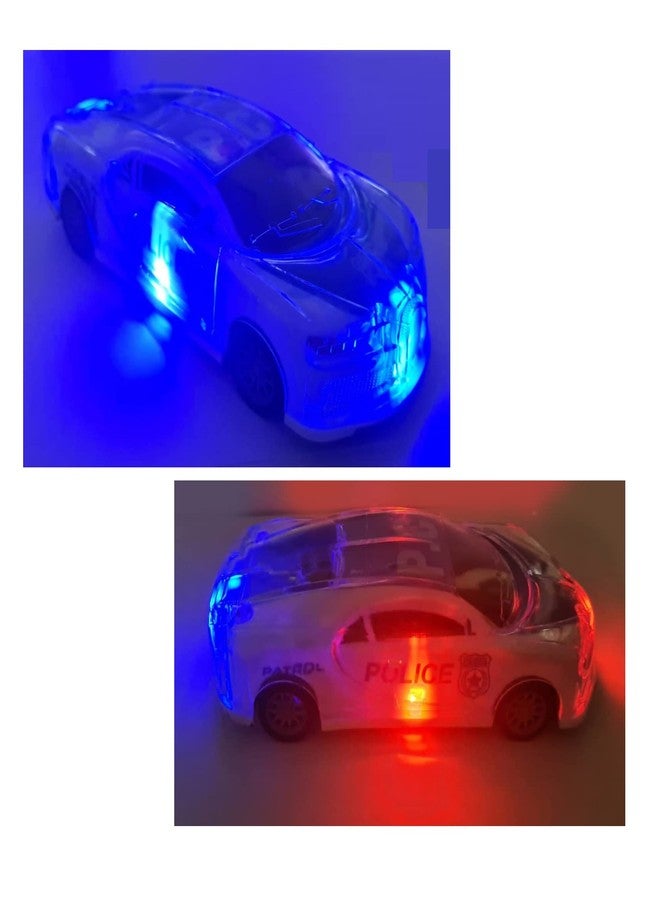 IndusBay® Pack of 2, Inertia Friction Powered Plastic Police Car Toy with Lights, Friction Powered, Music and Siren Sound, Multicolor - Image 3