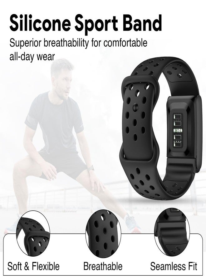 DADO Whoop 5.0 Compatible Silicone Strap - Adjustable Sport-Inspired Band, Breathable & Lightweight Replacement Wristband for Men & Women (All Black, One/Peak) - Image 2