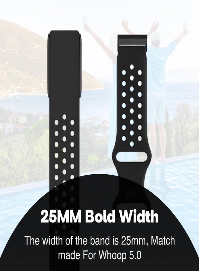 DADO Whoop 5.0 Compatible Silicone Strap - Adjustable Sport-Inspired Band, Breathable & Lightweight Replacement Wristband for Men & Women (All Black, One/Peak) - Image 3