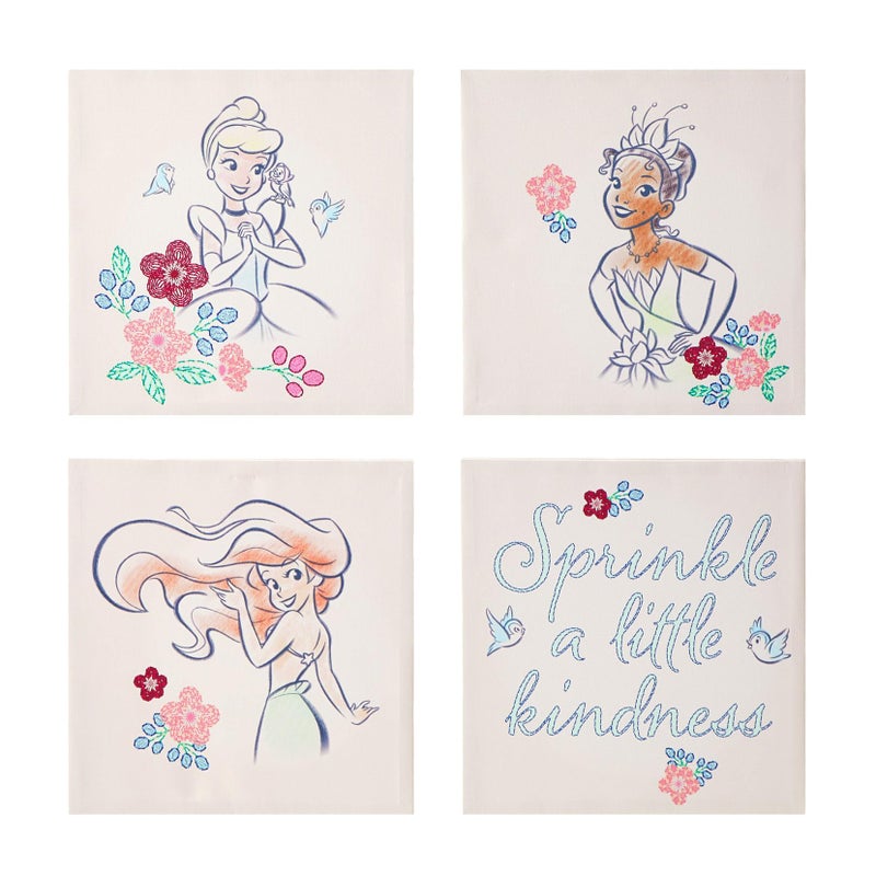 Idea Nuova Disney Princess 4 Pack Square Canvas Wall Art Set, 11''x11'' each - Image 1