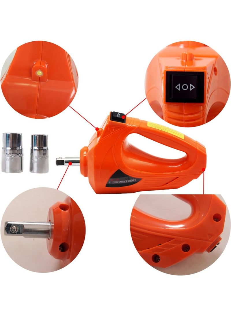 طقم رافعة سيارة كهربائية 12 فولت تيار مستمر 5 أطنان 3 في 1، رافعة أرضية هيدروليكية مع مضخة نفخ إطارات، مصباح يدوي LED ومفتاح ربط كهربائي لتغيير إطارات السيارات وسيارات الدفع الرباعي والشاحنات - Image 5