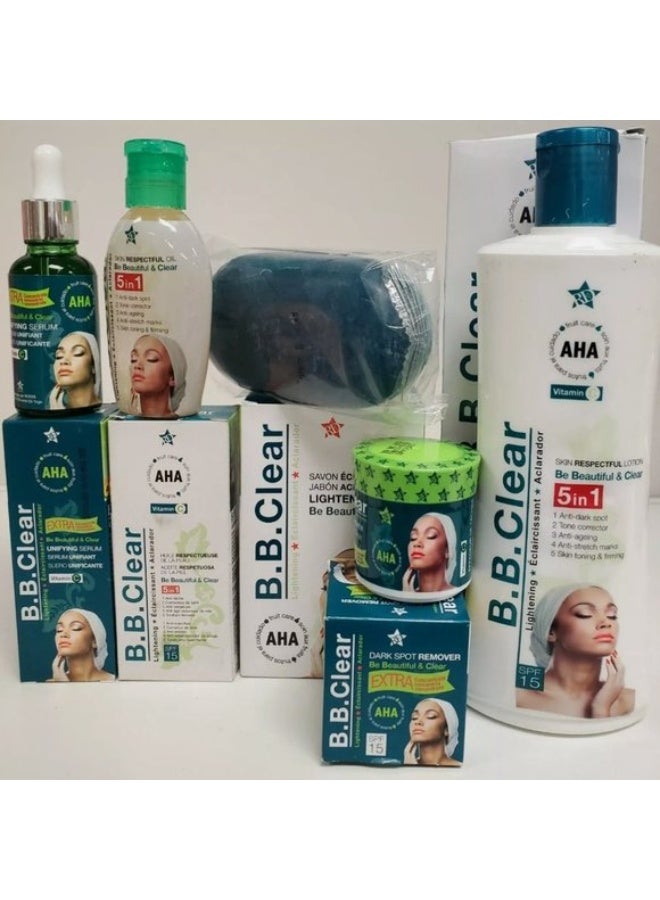 B.B.clear BB CLEAR LIGHTENING BODY LOTION WITH AHA 300ML+ SOAP+ SERUM+OIL