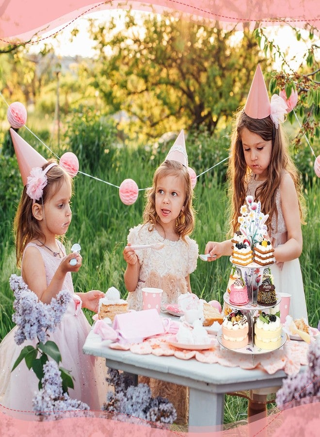 Willinglong 1 Piece Wildflowers Cupcake Stand Party Decorations 3 Tier Floral Cardboard Cupcake Tower Flower Theme Cake Holder for Baby Shower Birthday Supplies - Image 5