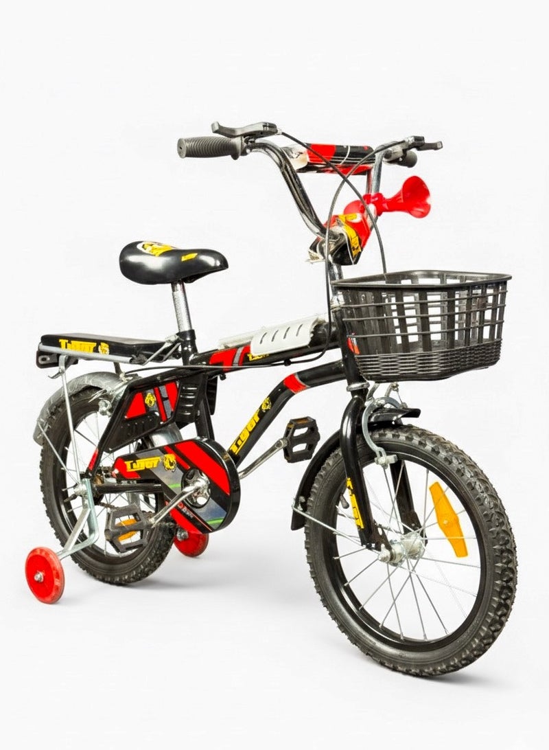 تايجر دراجة أطفال تايجر 16 بوصة مع سلة أمامية وكرسي خلفي – مناسبة للأعمار 4 إلى 7 سنوات - Image 1