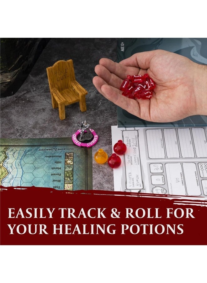 لينكس 15 رمزا لجرعة الشفاء DND وكل مستوى جرعة يحتوي على مجموعة نرد D4 مطابقة للألوان لتتبع وتدحرج جرعات D&D الخاصة بك بسهولة - الأبراج المحصنة والتنانين لعب الأدوار هدايا علامات ملحقات تقمص الأدوار - Image 4