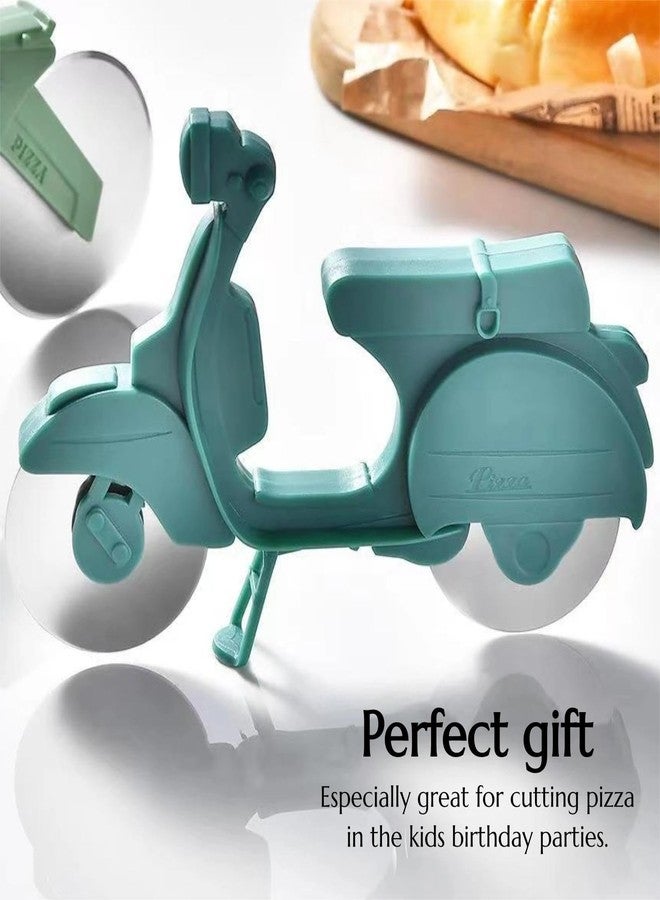 KINTEGOOD قطاعة بيتزا دراجة هوائية من كينتجود، قطاعة بيتزا مزدوجة من الفولاذ المقاوم للصدأ، قطاعة بيتزا للدراجات الهوائية، أداة مطبخ - Image 5