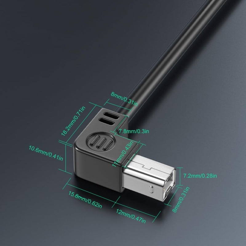 USB 2.0 Printer Cable TypeA Male to TypeB Scanner Cord High Speed 480Mbps 90Degree Elbow for Offices and Home Use - Image 5