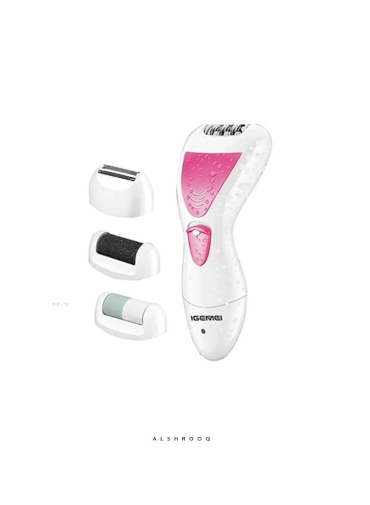 Geemy Gemei GM 7006 4 in 1 White Rechargeable 3W Waterproof Epilator + Bikini Trimmer Hair Removal Shaver and 2 Pumice Stones - Image 2