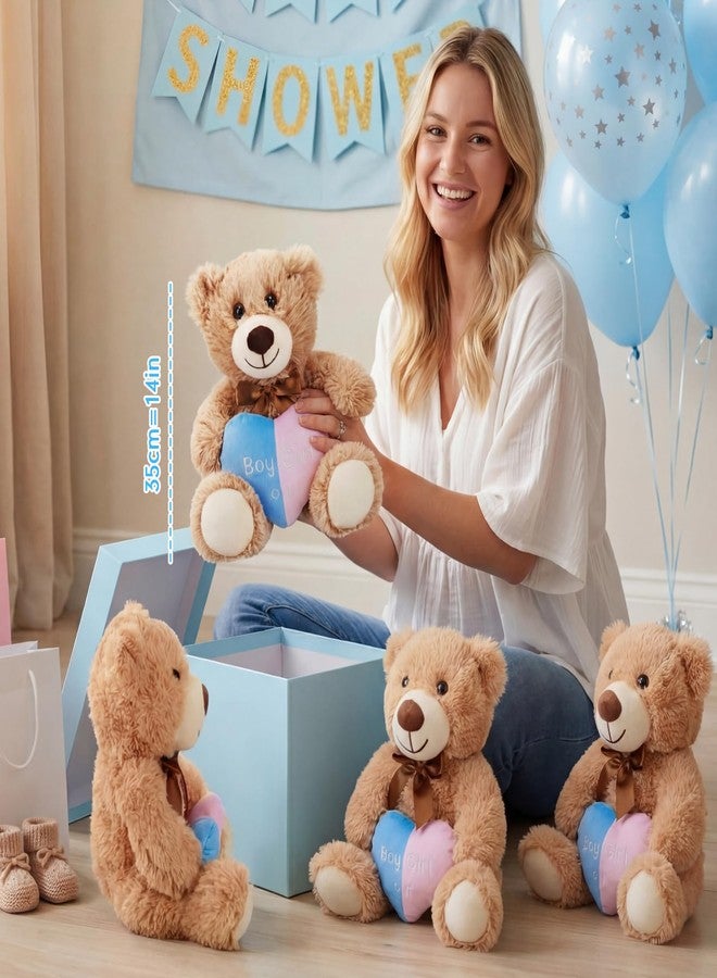 Aoriher 6 Pieces 10 Inch Bear Bulk Stuffed Animal Baby Shower Soft Cute Bear Plush Toys Sleeping and Playing Valentines Baby Shower Birthday Party Favor Decorations(Cream Beige,Heart) - Image 3