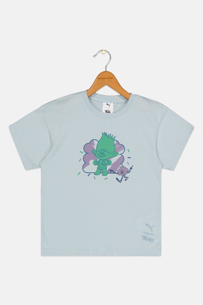 PUMA Dream Works Kids Boy Short Sleeve Trolls T-Shirt, Frosted Blue - Image 1
