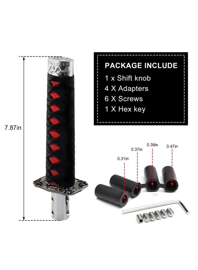 KVAEY Samurai Sword Shift Knob, Automotive Katana Manual Transmission Gear Shift Handle, Universal Aluminum Alloy Stick Shift Knob for Most Manual Vehicles, Car Accessories (Black+Red) - Image 2