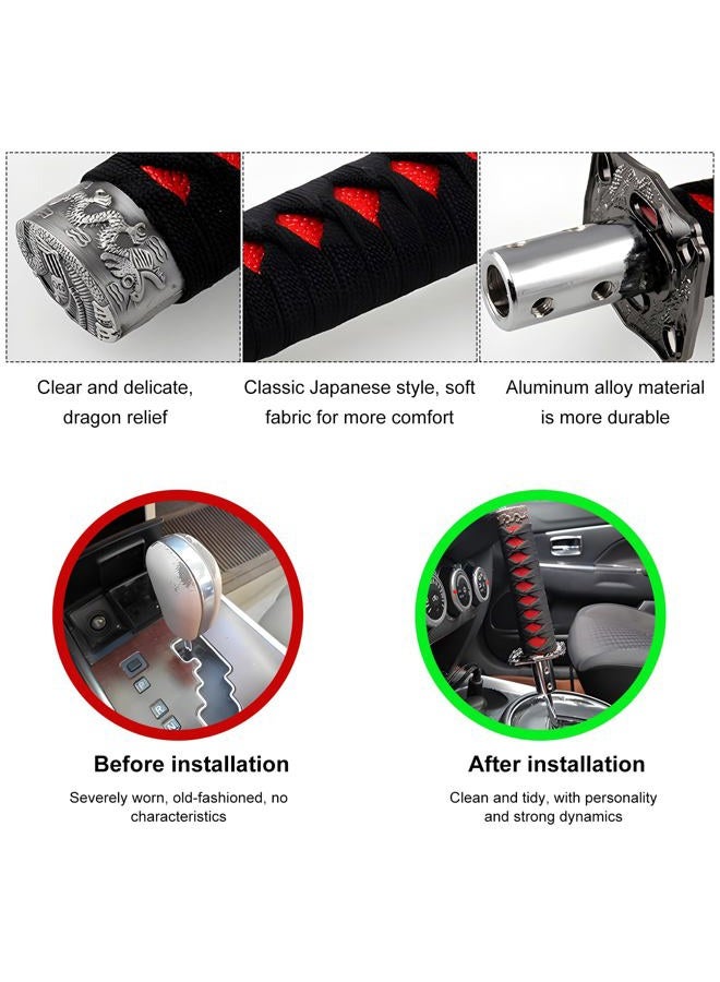 KVAEY Samurai Sword Shift Knob, Automotive Katana Manual Transmission Gear Shift Handle, Universal Aluminum Alloy Stick Shift Knob for Most Manual Vehicles, Car Accessories (Black+Red) - Image 4