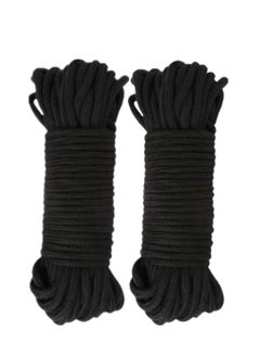 ECVV 2Pack 10 M/33 Feet 8 MM All Purpose Soft Cotton Twisted Rope(Black)  - Image 1