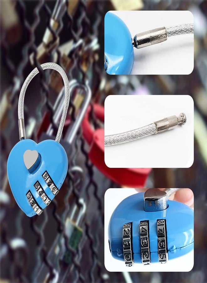 Cionyce 3 Pack Mini Padlock Heart Code Lock 3-Digit Combination Locker for Boxes/Suitcase/Travel Bags(Red/Blue/Black) - Image 3