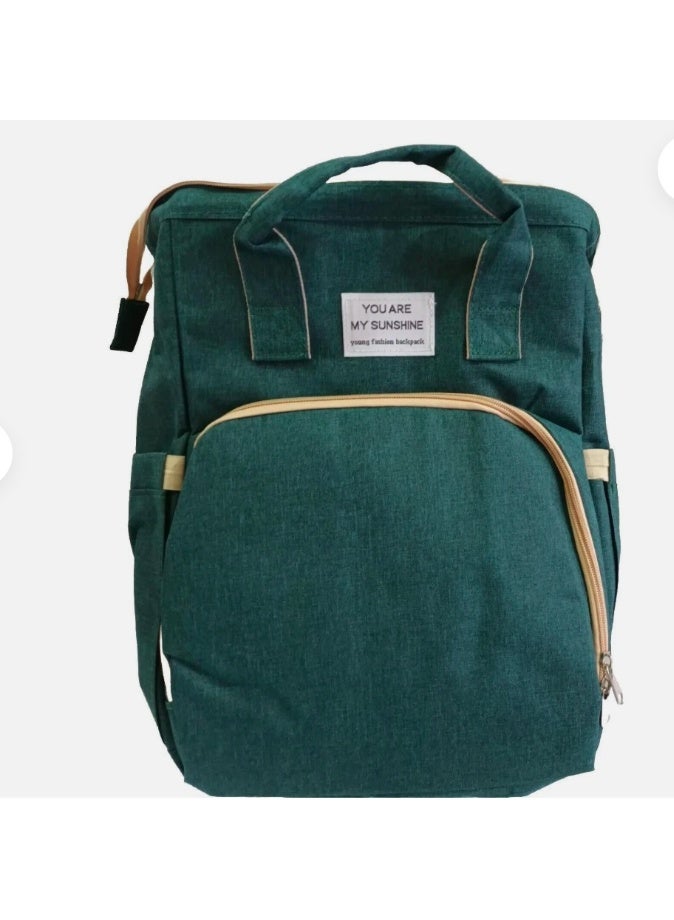 إيباسكت شنطة سرير اطفال 3*1 لحمل جميع المتعلقات الشخصية للطفل وبسعة كبيرة وبمخرج usb وبمفرش غيار وسرير لسهولة نوم الطفل خارج المنزل(اخضر) - Image 3