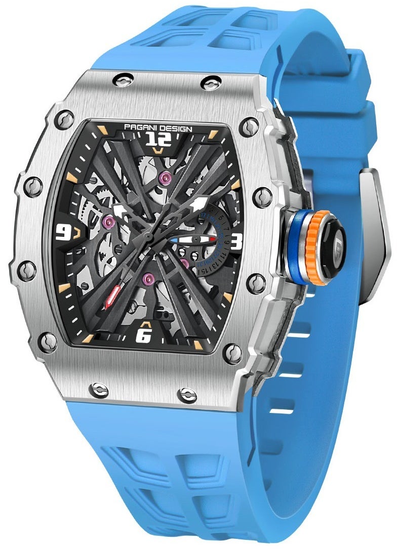 PAGANI DESIGN Men's Quartz Watches Stainless Steel Waterproof Tonneau Wrist Watch for Men with Japan VH65 Movement Silicone Watchband PD1738  - Image 1