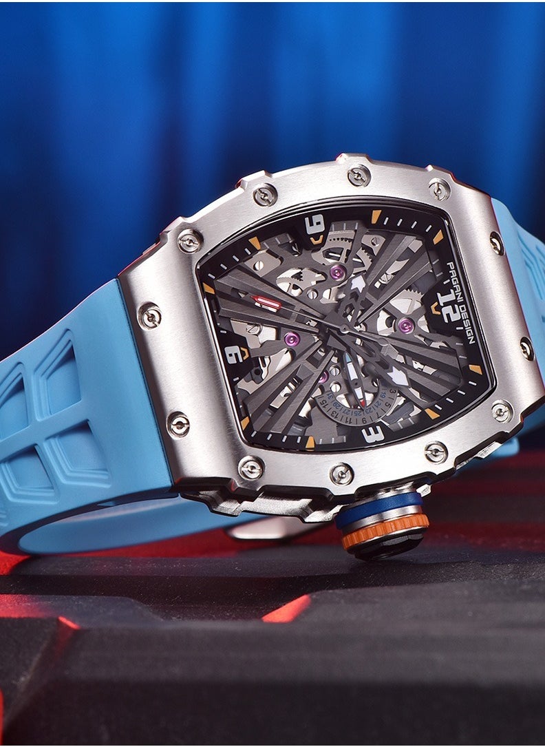 PAGANI DESIGN Men's Quartz Watches Stainless Steel Waterproof Tonneau Wrist Watch for Men with Japan VH65 Movement Silicone Watchband PD1738  - Image 4