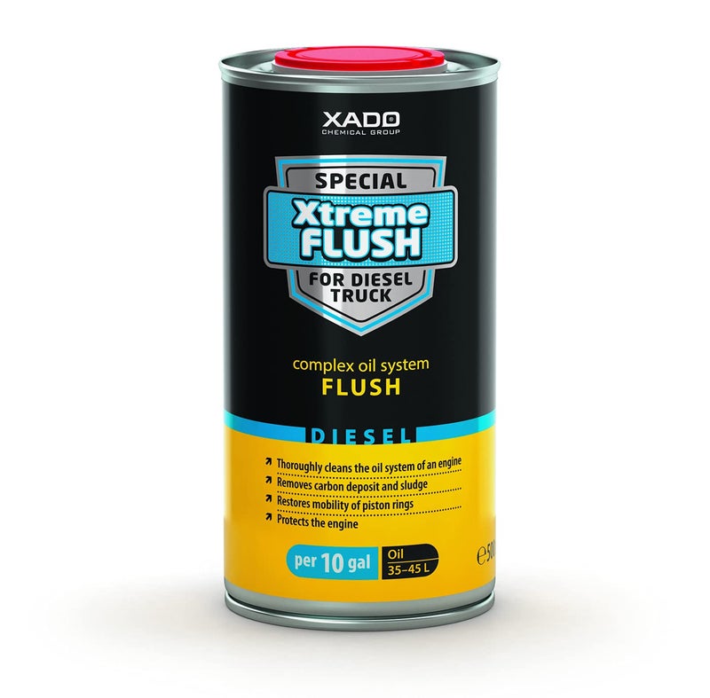 XADO Special Xtreme Engine Cleaner  Oil Additive  Motor Flush for Car Engine  Carbon Cleaner Gunk Degreaser and Sludge Remover  Semi Truck Diesel Engine Oil System Treatment Can 500ml