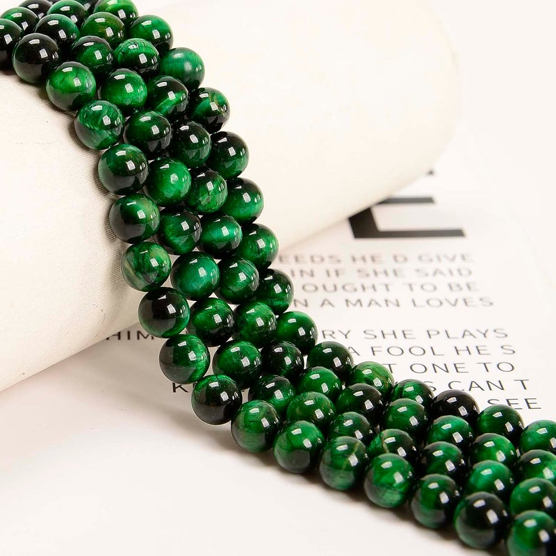 NCB 100pcs Original Natural Stone Beads Gemstone Round Loose Beads 6mm 8mm 10mm (Green Tiger's Eye, 6mm 100Beads) - Image 3