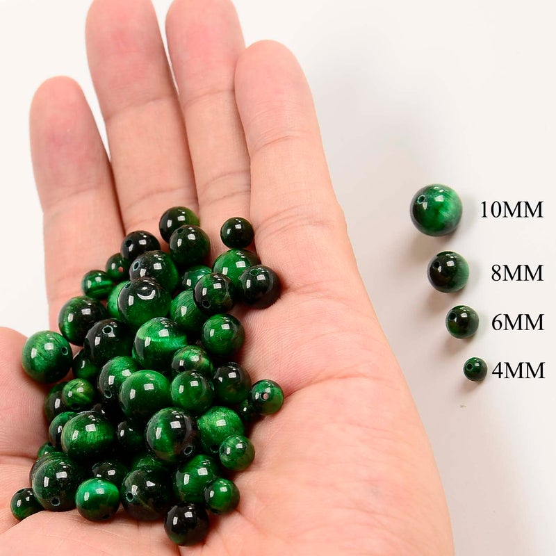 NCB 100pcs Original Natural Stone Beads Gemstone Round Loose Beads 6mm 8mm 10mm (Green Tiger's Eye, 6mm 100Beads) - Image 4