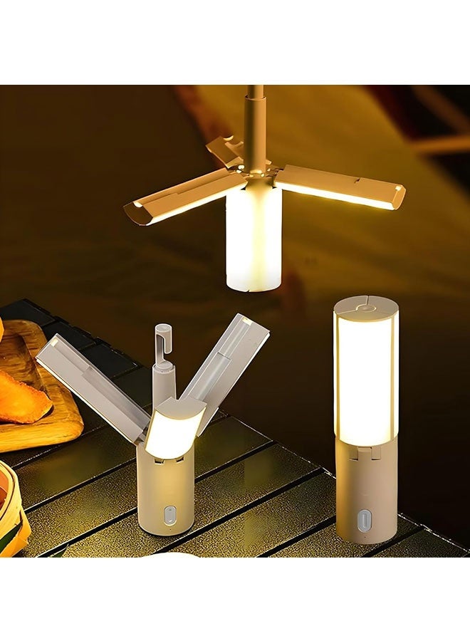 مصباح تخييم متعدد الاستخدامات قابل للطي مع خطاف وقابل لإعادة الشحن عبر USB - 4000 مللي أمبير في الساعة، 3 أوضاع إضاءة قابلة للتعديل، مقاوم للماء IPx7 - Image 2