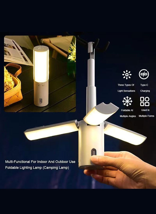 مصباح تخييم متعدد الاستخدامات قابل للطي مع خطاف وقابل لإعادة الشحن عبر USB - 4000 مللي أمبير في الساعة، 3 أوضاع إضاءة قابلة للتعديل، مقاوم للماء IPx7 - Image 3
