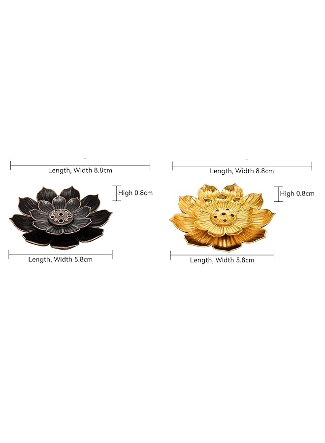 erorex 4Pcs Brass Lotus Flower Incense Sticks Holder Burner For Stick Incense With Ash Catcher For Home Fragrance Decoration Aromatherapy Ornament One Size In 2 Colors 2Pcs Each Golden And Bronze  - Image 2