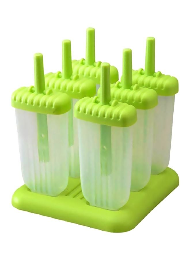 6-Piece Ice Cream Popsicle Molds Green/Clear - Image 1