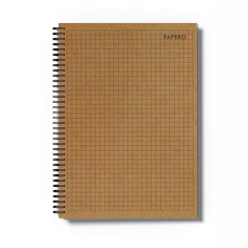 PAPERO Professional A4 Square Grid Notebook | 5MM Square Graph Design | A4 Size (8.5 x 11 inches) | Ideal for Architects & Designers | Kraft Cover | 100 Pages | Plain Square - Image 1