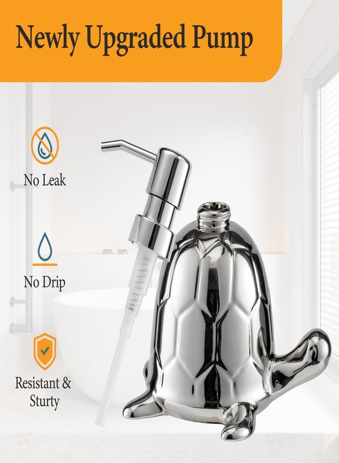 BASDHE Sliver Soap Dispenser Bathroom, Ceramic Hand Soap Dispenser with Stainless Steel Pump, Modern Liquid Lotion Liquid Lotion for Bathroom & Kitchen (12oz) - Image 3