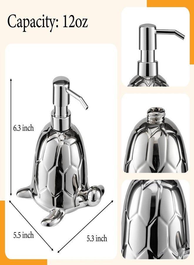 BASDHE Sliver Soap Dispenser Bathroom, Ceramic Hand Soap Dispenser with Stainless Steel Pump, Modern Liquid Lotion Liquid Lotion for Bathroom & Kitchen (12oz) - Image 2
