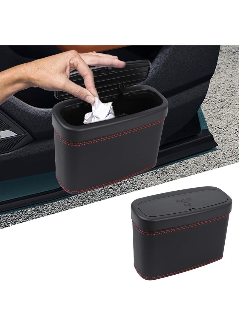 سلة مهملات سيارة احتفالية بغطاء، صندوق قمامة جلدي للسيارة مع أكياس قمامة، منظم معلق على الباب مانع للتسرب، وحدة تخزين صغيرة متعددة الأغراض للسيارة، إكسسوارات داخلية (أسود) - Image 5