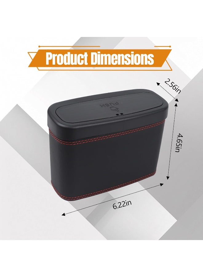 سلة مهملات سيارة احتفالية بغطاء، صندوق قمامة جلدي للسيارة مع أكياس قمامة، منظم معلق على الباب مانع للتسرب، وحدة تخزين صغيرة متعددة الأغراض للسيارة، إكسسوارات داخلية (أسود) - Image 4