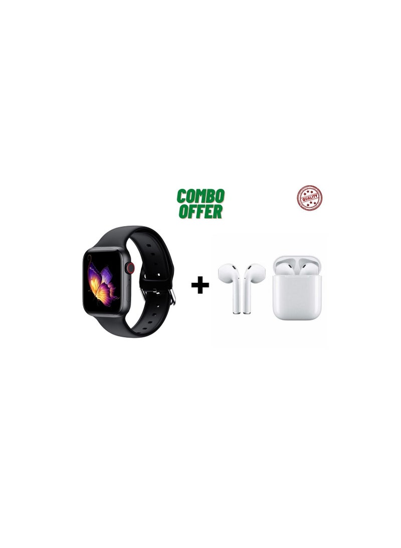 ساعة ذكية T55 Pro Max Combo - ساعة + سماعات أذن BT + شرائط مزدوجة قابلة للتغيير لتعقب المكالمات الصحية جميع الإخطارات لنظام Android / IOS - اللون أسود - Image 3
