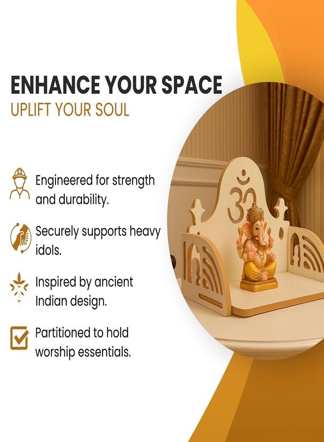 HOMEWEY DECOR Wooden Home Temple Handcrafted Support Heavy Idols Luxurious Finish Pooja Mandir for Home & Office Wall Mount for Room (Design4) - Image 5
