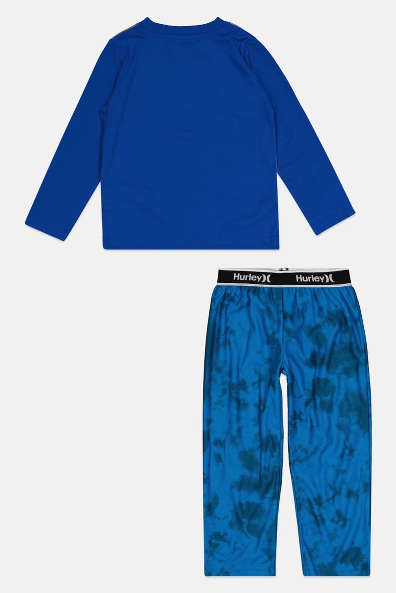 Hurley Kids Boy 2 Piece Tie Dye Top And Bottom Pajama Set, Blue - Image 2