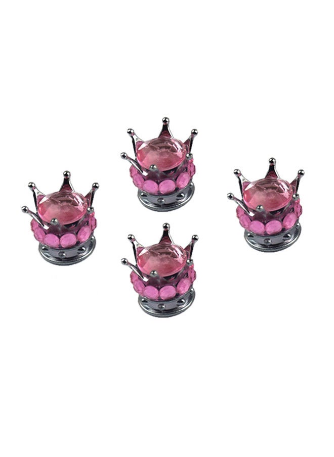 NIBEMINENT 4-Piece Gold Crown Diamond Tyre Valve Caps  - Image 1