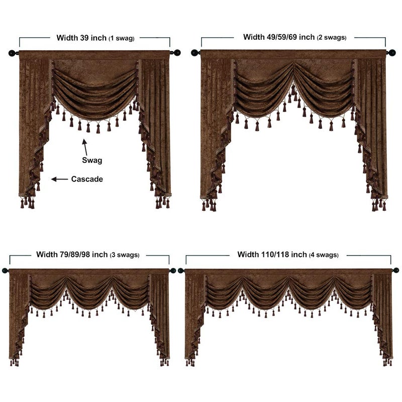 ELKCA elkca سميكة نافذة نافذة الستائر في غرفة المعيشة ستارة الشوكولاتة الفاخرة في غرفة النوم (W138inch 1 لوحة)  - Image 5