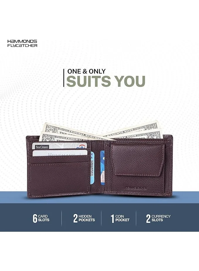 Hammonds Flycatcher  Wallet for Men Leather Original, Mens Wallet, Leather Wallets for Men Stylish, Bi-Fold Wallets for Man, 6 Card Slots, Easy Access Card Slots, Coin Pocket, Gift for Mens  | Best Price UAE