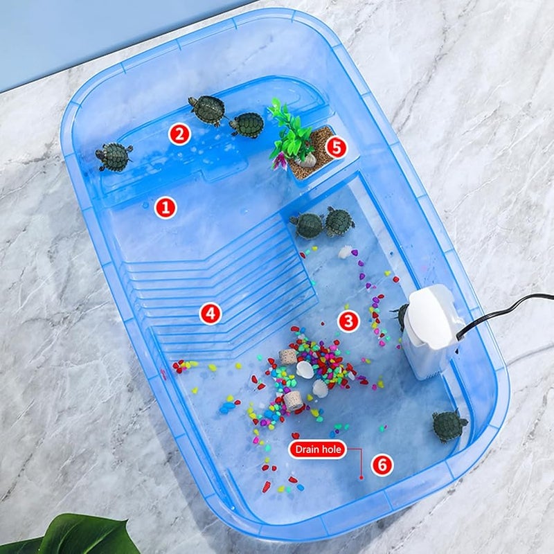 حوض السلالم الكبير للزواحف الأرجواني منصة التشمس لمنع هروب السلاحف من الموطن - Image 4