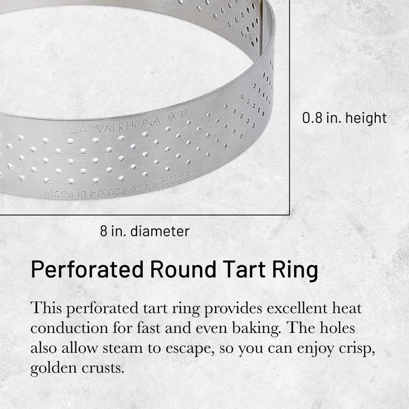 de Buyer Perforated Round Tart Ring - 8” Diameter, 0.8” Height - Perfect for Baking Beautifully Crisp Tarts - Easy to Use & Clean - Made in France - Image 2