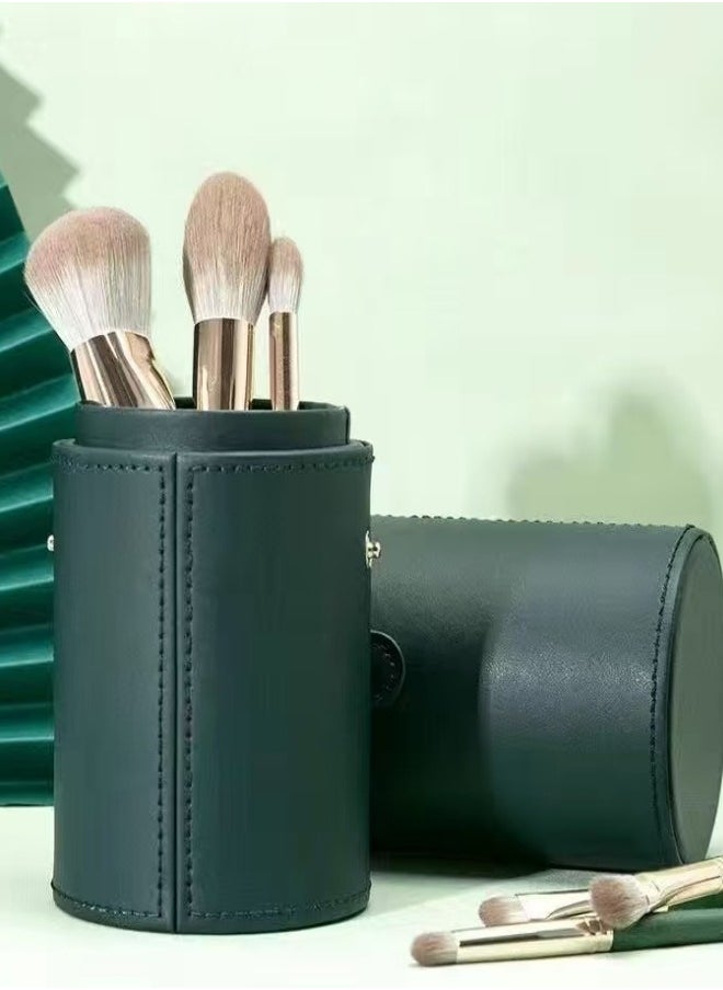 ZERTNROW ZERTNROW Makeup Brushes 14 Pcs Set with Leather Case,High Quality  Foundation Brush Wood Super Soft Bristles Handle Thickened Aluminum Tube- Beginners Powder Brush Eyeshadow Brush Lip Brush Concealer Brush Blush Foundation Blended eyebrow line spool Makeup Brushes(Green)  - Image 4