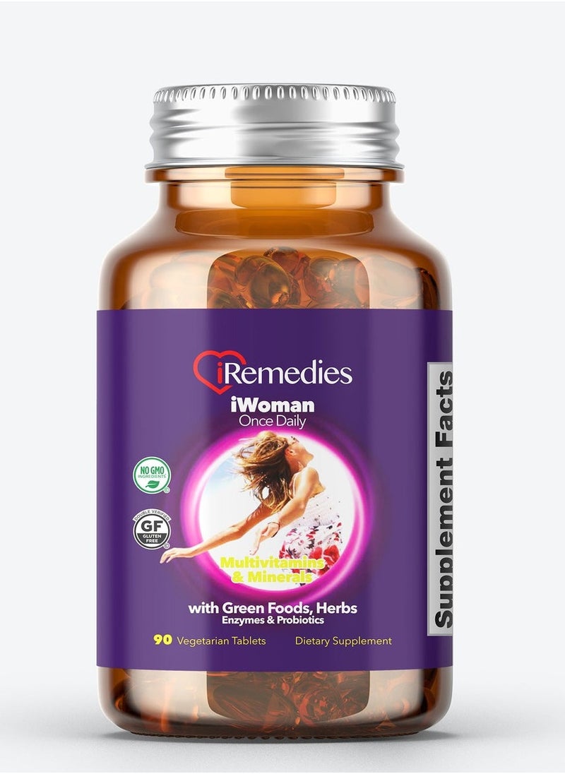 iRemedies iWoman Once Daily Multivitamins – 90 Vegetarian Tablets gluten free  - Image 1